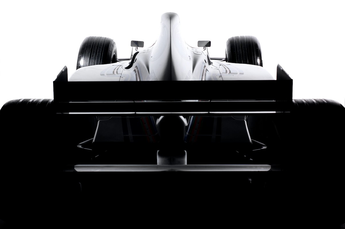 The Stewart SF1-4 Formula 1 car viewed from the rear