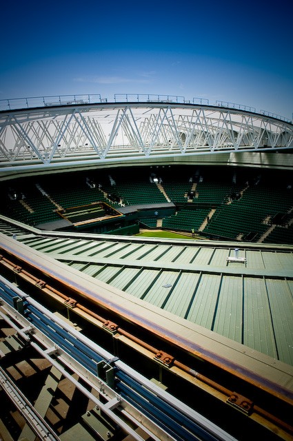 Centre Court at Wimbledon, which has a moving roof powered by Moog's motion control solutions.